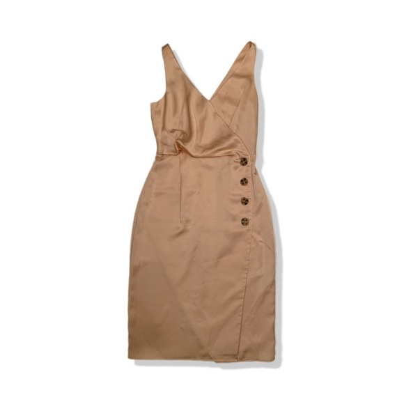 Reiss Pepa Satin Champagne Midi Dress - Picture 6 of 8